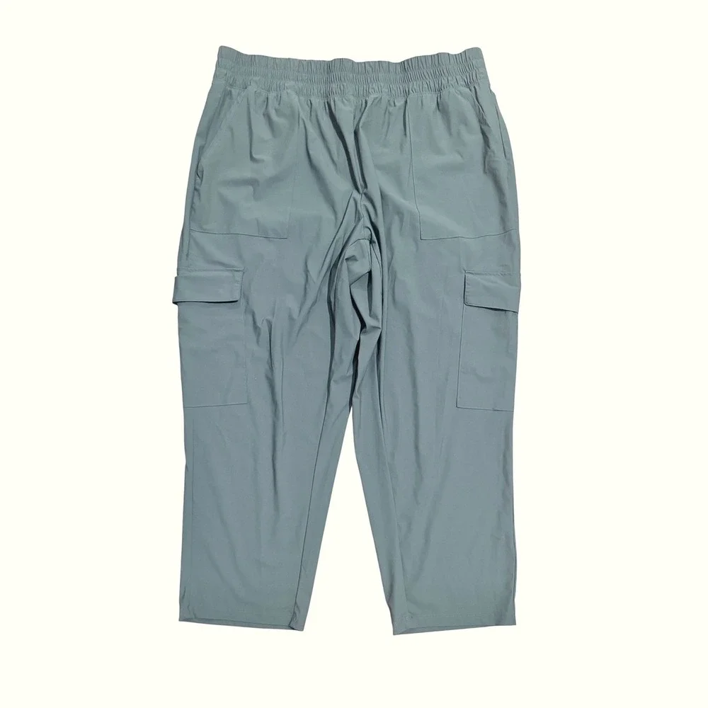 Old Navy Go-Dry Sleektech Sage Green Cargo Pants Womens 2X High Waist Utility